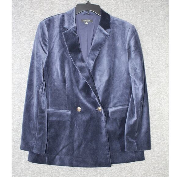 Ann Taylor Jackets & Blazers - ANN TAYLOR THE CROSBY BLAZER VELOUR VELVET BLUE SIZE 10P PETITE